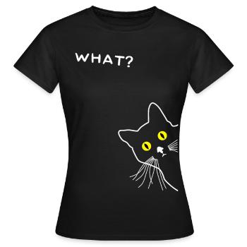 Neugierige Katze - Frauen T-Shirt - Schwarz - Vorne - AI Model Female 172 dark (172cm)