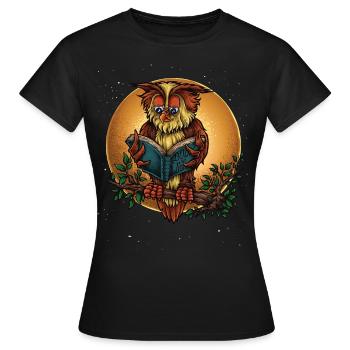 Alte, weise Eule im Mondschein - Frauen T-Shirt - Schwarz - Vorne - AI Model Female 172 dark (172cm)