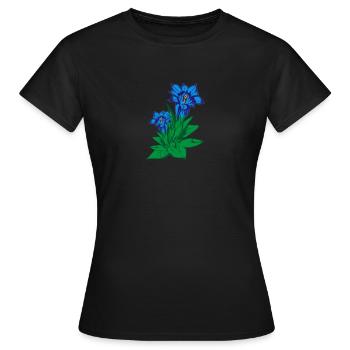 Fleur de Gentiane De Montagne Fleur - T-shirt Femme - noir - Devant - AI Model Female 172 dark (172cm)