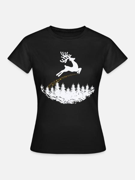 Rentier mit Sternenschweif Weihnachten - Frauen T-Shirt - Schwarz