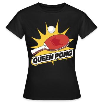 Queen Pong Outfit Tennis de Table Batte Ping-Pong - T-shirt Femme - noir - Devant - AI Model Female 172 dark (172cm)
