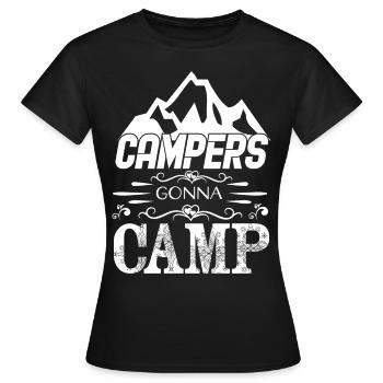 Campeurs allant au camp caming camper camper - T-shirt Femme - noir - Devant - AI Model Female 172 dark (172cm)