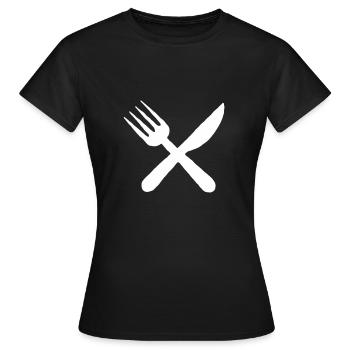 Repas cadeau repas couteau couteau fourche - T-shirt Femme - noir - Devant - AI Model Female 172 dark (172cm)