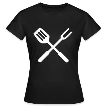Pinces à griller griller barbecue grill couverts - T-shirt Femme - noir - Devant - AI Model Female 172 dark (172cm)