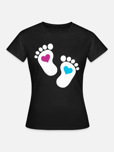 Bébé pieds parents enfant en bas âge fils enceinte - T-shirt Femme - noir