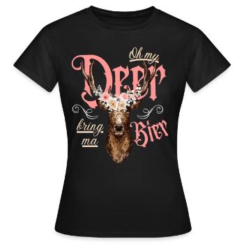 Dirndl Dirndlersatz mit lustigem Bier Spruch - Frauen T-Shirt - Schwarz - Vorne - AI Model Female 172 dark (172cm)