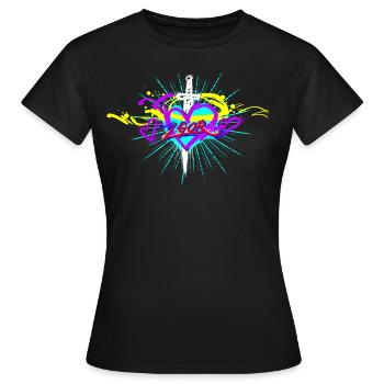 L.Gor Dolch mit Herz - Frauen T-Shirt - Schwarz - Vorne - AI Model Female 172 dark (172cm)