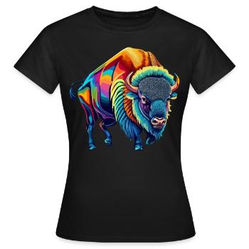 Bison - Frauen T-Shirt - Schwarz - Vorne - AI Model Female 172 dark (172cm)