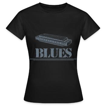 Mundharmonika Blues - Frauen T-Shirt - Schwarz - Vorne - AI Model Female 172 dark (172cm)