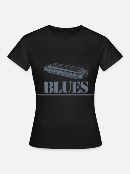 Mundharmonika Blues - Frauen T-Shirt - Schwarz