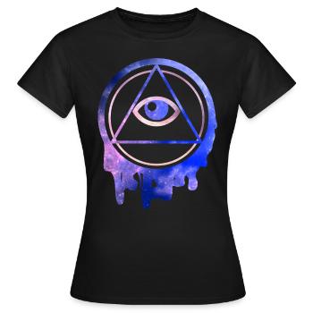 All Seeing Eye Illuminati stars - Women's T-Shirt - black - Front - AI Model Female 172 dark (172cm)