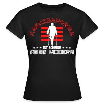 Kreuzband Kreuzbandriss Knie Krücken Geschenk - Frauen T-Shirt - Schwarz - Vorne - AI Model Female 172 dark (172cm)