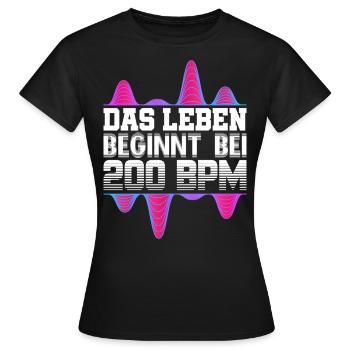 200 BPM Techno Uptempo Rave Geschenk - Frauen T-Shirt - Schwarz - Vorne - AI Model Female 172 dark (172cm)