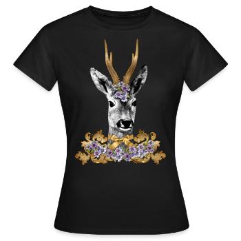 chevreuil doré comme motif de costume traditionnel pour la - T-shirt Femme - noir - Devant - AI Model Female 172 dark (172cm)