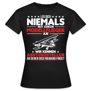 Modellflieger Modellfliegen Modellflug - Frauen T-Shirt - Schwarz - Vorne - AI Model Female 172 dark (172cm)