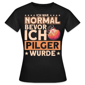 Jakobsweg Pilgern Pilgermuschel Geschenk - Frauen T-Shirt - Schwarz - Vorne - AI Model Female 172 dark (172cm)