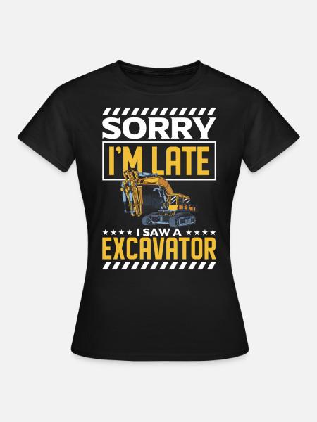 Baufahrzeug Arbeiter Bagger - Dame-T-shirt - sort