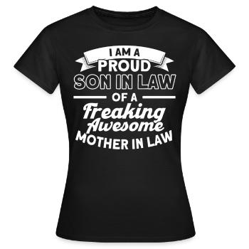 Fier gendre d’une belle-mère - T-shirt Femme - noir - Devant - AI Model Female 172 dark (172cm)