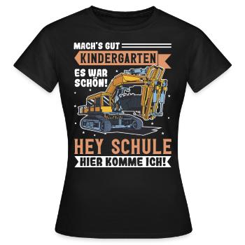 Bagger Schulbeginn Schulanfänger Schulkind - Frauen T-Shirt - Schwarz - Vorne - AI Model Female 172 dark (172cm)