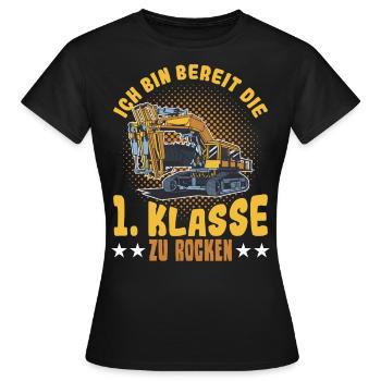Bagger Schulbeginn Schulanfänger Schulkind - Frauen T-Shirt - Schwarz - Vorne - AI Model Female 172 dark (172cm)
