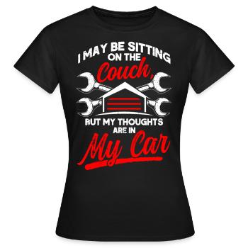 Lustig Autowerkstatt KFZ Mechaniker Autoliebhaber - Frauen T-Shirt - Schwarz - Vorne - AI Model Female 172 dark (172cm)