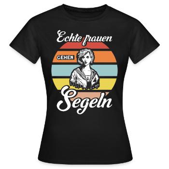 Echte Frauen Gehen Segeln Bootsbesitzer - Frauen T-Shirt - Schwarz - Vorne - AI Model Female 172 dark (172cm)