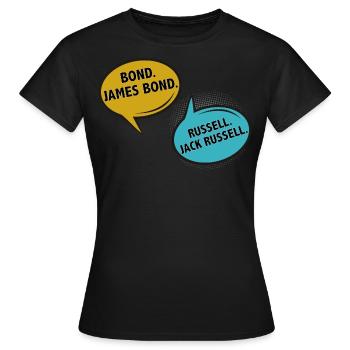 Bond Jack Russell dog Hund fun Comic movie Film - Frauen T-Shirt - Schwarz - Vorne - AI Model Female 172 dark (172cm)