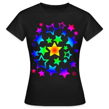 Bunter Sternenhimmel Hypnotisch Festival Geschenk - Frauen T-Shirt - Schwarz - Vorne - AI Model Female 172 dark (172cm)