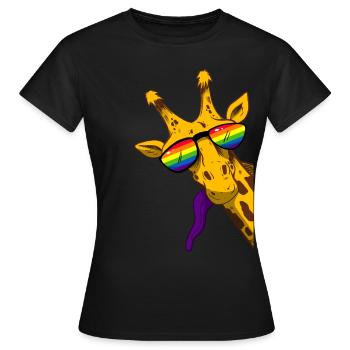 Coole Giraffe mit Regenbogen Sonnenbrille - Frauen T-Shirt - Schwarz - Vorne - AI Model Female 172 dark (172cm)