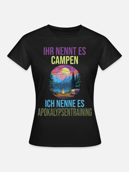 Campingplatz - Frauen T-Shirt - Schwarz