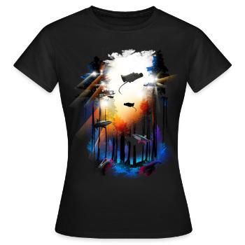 Hai Surreal Welt Psychodelik Trip - Frauen T-Shirt - Schwarz - Vorne - AI Model Female 172 dark (172cm)