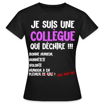 Femme Collègue Unique Cadeau Départ - T-shirt Femme - noir - Devant - AI Model Female 172 dark (172cm)