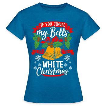 Jingle Bells - Citation cadeau de Noël blanc - T-shirt Femme - bleu saphir antique chiné - Devant - AI Model Female 172 dark (172cm)