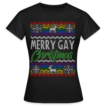 Gay Pride laid de Noël chandail cadeau de Noël - T-shirt Femme - noir - Devant - AI Model Female 172 dark (172cm)