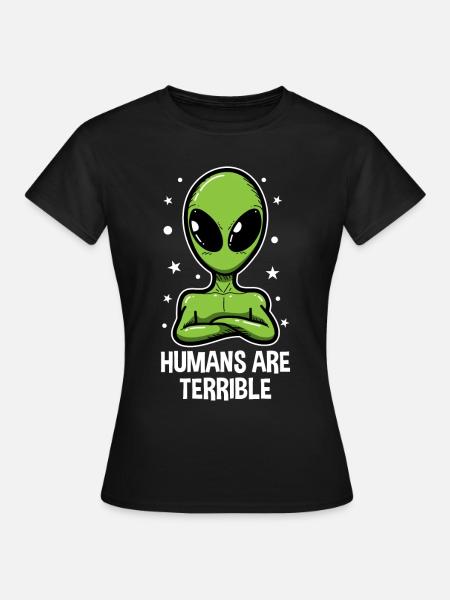 UFO Alien Extraterrestre Alien Tête Cadeau - T-shirt Femme - noir