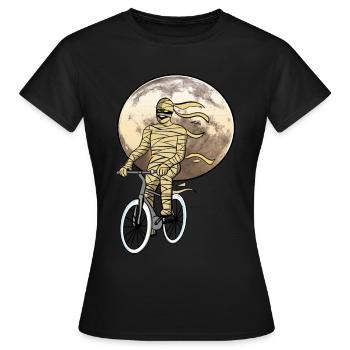 Momie Vélo Pleine Lune Espace Espace Halloween - T-shirt Femme - noir - Devant - AI Model Female 172 dark (172cm)