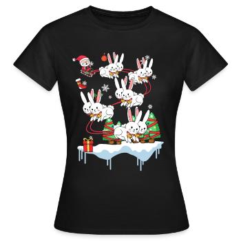 Cadeau de Noël Lapin Lapin Père Noël - T-shirt Femme - noir - Devant - AI Model Female 172 dark (172cm)