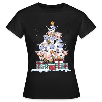 Kuh Kühe Landwirt Bauer Weihnachten Geschenk - Frauen T-Shirt - Schwarz - Vorne - AI Model Female 172 dark (172cm)