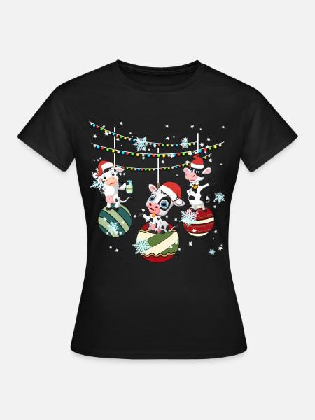 Kuh Kühe Landwirt Bauer Weihnachten Geschenk - Frauen T-Shirt - Schwarz