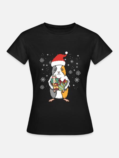 Meerschweinchen Tier Weihnachten Santa Geschenk - Frauen T-Shirt - Schwarz