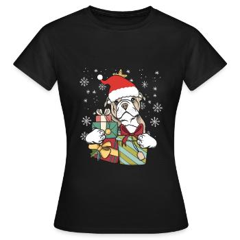 Bouledogue anglaise Noël Noël cadeau - T-shirt Femme - noir - Devant - AI Model Female 172 dark (172cm)