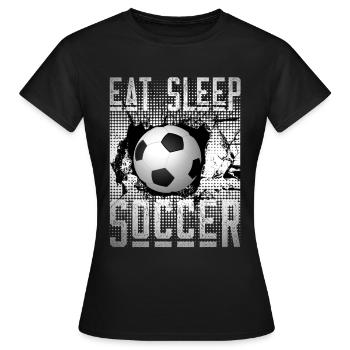 Manger-Dormir-Soccer - T-shirt Femme - noir - Devant - AI Model Female 172 dark (172cm)