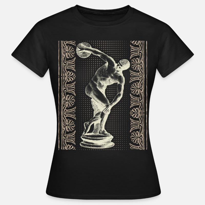 Griechenland, Diskuswerfer, griechisches Mäander - Frauen T-Shirt - Schwarz