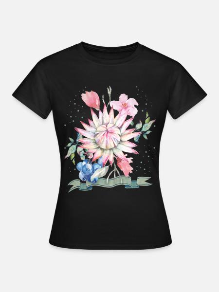Protea-Aquarell, Protea-Illustration - Frauen T-Shirt - Schwarz