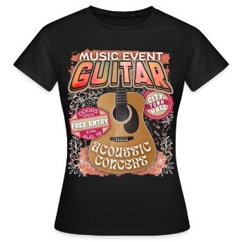 Akustische Gitarre, Gitarrenspieler Konzert Plakat - Frauen T-Shirt - Schwarz - Vorne - AI Model Female 172 dark (172cm)