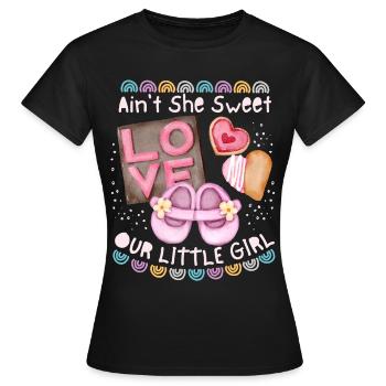 Bébé, bébé fille bébé fille disant avec arc-en-ciel - T-shirt Femme - noir - Devant - AI Model Female 172 dark (172cm)