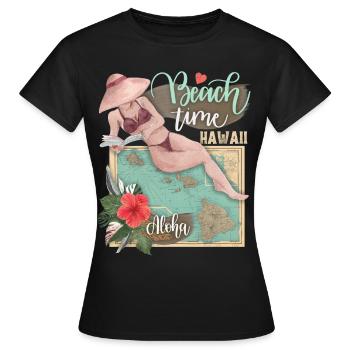 Hawaii Urlaub, Aloha-Hawaii, Vintage-Karte - Frauen T-Shirt - Schwarz - Vorne - AI Model Female 172 dark (172cm)