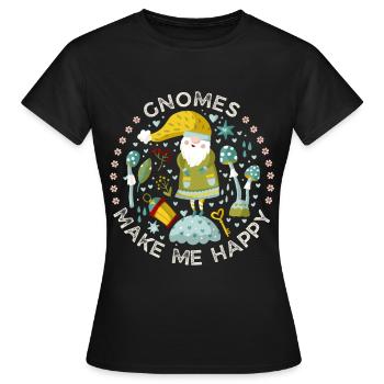 Gnom, Gnome-Leprechaun Happy-Gnome lustiger Spruch - Frauen T-Shirt - Schwarz - Vorne - AI Model Female 172 dark (172cm)