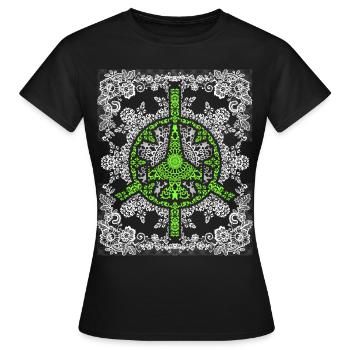 Frieden-Symbol, Friedenszeichen, Kampfjet No-War - Frauen T-Shirt - Schwarz - Vorne - AI Model Female 172 dark (172cm)