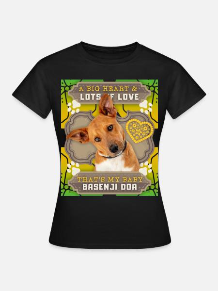 Basenji Doa, hond, bongo stamboom hond grappig zeggen - Vrouwen T-shirt - zwart